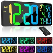 18" Digital Wall Clock Large Display RGB Color Changing Alarm Clock for Home