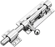 Heavy Duty 5 Inch Stainless Steel Door Lock Bolt, Sliding Barrel Latch for Bathroom, Bedroom, Shed & Cabinet Doors, Silver Anti-Rust Finish