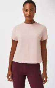 NWT SPANX The Perfect Funnel Top in Pale Pink Short Sleeve Blouse Size Small