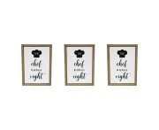 3x LVD Chef is Always Right Wooden Framed Sign Home Wall Hanging Decor 15x21cm