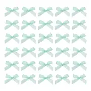 50Pcs Mini Ribbon Bow 1.8 inch Mini Fabric Satin Ribbon Light Green