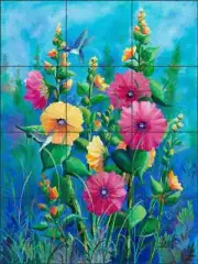 Floral Floor Wall Glass Tile Backsplash Susan Libby Art Mural SLA059