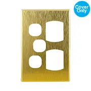 Connected Switchgear GEO Vertical Double Powerpoint + Extra Switch Brushed Brass Aluminium Cover