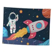 Space Nursery Decor - Astronaut Rocket Tapestry Wall Hanging, Outer space