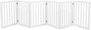 PaWz Wooden Pet Gate Fence Safety Barrier Security Door 6 Panels White, Retractable Freestanding for Indoor Outdoor, Foldable for Doorways, No Drill Pet Barrier 282cm x 60.5cm
