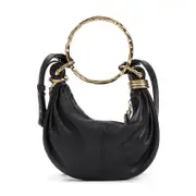 [Chloe] Chloe-Black Mini Bracelet Buffalo Leather Handbag-Donna OS OS