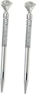 TEHAUX 2pcs Metal Ballpoint Pen Large Crystal Diamonds Aesthetically Pleasing Stationery for School Office