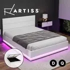 Artiss Bed Frame LED Gas Lift Storage LUMI White