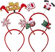 [Abaodam] 4pcs Christmas Felt Headband Xmas Hair Hoops Xmas Costume Headbands Christmas Head Boppers Sequin Headband Christmas Hair Band Head Band Adorable Felt Headbands Red Plastic
