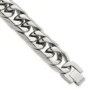 Avariah Chisel Stainless Steel Polished ch Heavy Curb Link Bracelet - 8.25"