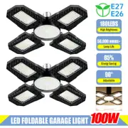 100W Super Bright LED Garage Light Deformable Ceiling Lights Workshop - 2PCS