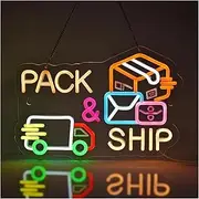 Sign Lamp Pack & Ship Neon Light Express Service for Delivery Company Center Warehouse Retail Business Decoration 27cm×39cm