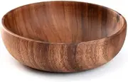 [Veulrn] Wooden Salad Bowl Round Dessert Displays Serving Trays Fruit Food Salads Snack Soup Bowl for Home Coffee Shop G