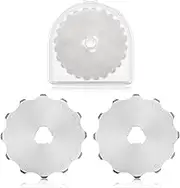 Mudder 2 Pieces 45 mm Perforating Rotary Cutter Blades Stitch Rotary Replacement Blades with Plastic Box for Crochet Cutting Crafting Sewing Leather Paper Cardstock