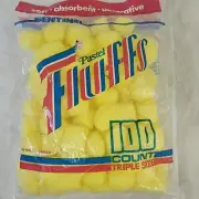 Vintage NOS 100 Sentinel Pastel Fluffs YELLOW Triple Size Cotton Balls