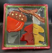 Lori Siebert For Silvestri Glass Fusion ACORN PLATE ~ New With Tag ~ Demdaco