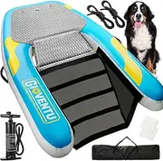 Inflatable Pup Plank Dog Float Floating Ramp Ladder for Pools Boats Docks, Dog Boat Ramp Safe & Easy Water Access for Dogs Up to 220 lbs, Extra Wide Non-Slip Step Pool Ladder
