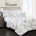 Life Reversible Quilt Set 7 Piece Set Full Queen Blue Taupe Striped Nautical Qui
