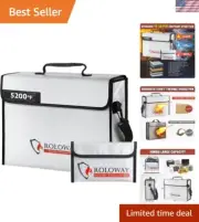 Spacious Fireproof Bag with Money Organizer - 10-Layer Insulation 15 x 12 x 5