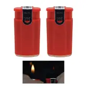 2 pcs "Red" Dual Flame Torch Soft & Windproof Flame Butane Refillable Lighter