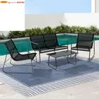 Outdoor Lounge Setting Steel Textilene Sofa Set Table and Chairs, Garden Furnitu