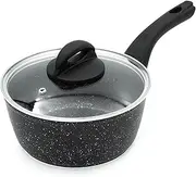 Blackmoor 65740 Classic 18cm Saucepan with Tempered Glass Lid/Non-Stick Coating/Cool Touch Handle/Suitable for Induction, Gas & Electric Hobs/Black Colour