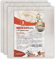 Muslin Cloths for Cooking - Cheese Cloths for Straining, Baking and Filtering - 50 x 50cm - Grade 90 - Lint-Free 100% Unbleached Cotton Reusable Fabric by The Metre (3 Pieces)