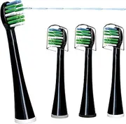 Replacement Flossing Toothbrush Heads Compatible with WaterPik Sonic Fusion/2.0 Brush and Flosser Combo… SF-01 / SF-02 / SF-03 / SF-04 with Crystal Cap - 3 Count (Compact Size, Black)