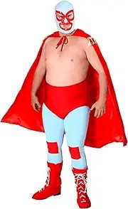 Adult Nacho Libre Costume Mens, Ignacio Red Luchador Wrestler Mexican Halloween Outfit Medium