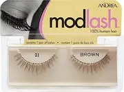 Andrea Mod Strip Lash Pair Style 21, Brown (Pack of 4)
