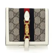 Gucci Jackie 1961 Wallet Bifold Gg Supreme Canvas 658550 White Gold Hardware