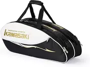 Kawasaki Badminton Racket Bag – Lightweight & Durable, Fits 6 Rackets, Premium Sports Bag with Adjustable Strap, Black & Gold