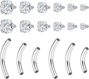 [Hoeudjo] Rook Piercing Jewelry Surgical Steel Eyebrow Piercing Jewelry 16g Surface Tragus Earrings Internally Threaded Curved Barbell Daith Earring Eyebrow Rings for Women Different Length 6/8/10mm