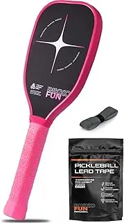 Pickleball Training Paddle, T700 Raw Carbon Fiber Surface, Pink Pickleball Trainer Paddle for Sweet Spot Practice, 16mm Quiet Core, Include 10 Lead Weight Bars & Grip Tape, 7'' Elongated Handle