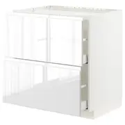 METOD / MAXIMERA base cab f hob/2 fronts/2 drawers, white/Voxtorp high-gloss/white, 80x60x80 cm