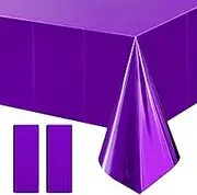 2pcs Dark Purple Foil Tablecloth 54*72inch Plastic Wedding Birthday Winter Party Table Cloths Disposable Waterproof Table Cover for Halloween Graduation Anniversary Party Supplies (Dark Purple, 2)