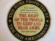 HOME PROTECTED 2ND AMENDMENT EMBOSSED LETTERING METAL TIN SIGN STORE DECOR!!!!!