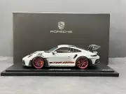 Porsche 911 992 GT3 RS Ice Gray w/ Display Case - Dealer Edition - 1/18 Spark