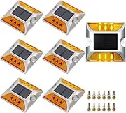 6Pack LED Solar Power Ground Marker Lights, Driveway Outdoor LED Lights,Waterproof Outdoor Driveway Road Highway Spike Lamp, for Pathway Sidewalk Boat Deck Stair (6 Pack Warm White)