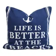 Beach Life 40cm Cushion Throw Pillow Square Home/Room Sofa Bed Decor Blue/White