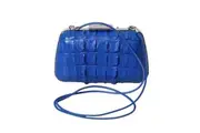 Balenciaga Electric Blue Crocodile Skin Clutch