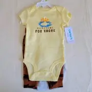 Carter's Baby 3m Handsome Shark Beach Set of 3 One Piece Tee Shirt Tank Pants