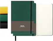 TUNJILOOL 2-Pack A6 Dotted Notebook - Leather Hardcover, 192 Pages 80GSM Thick Paper, Elastic Band & Inner Pocket for Creative Planning, Sketching, & Daily Notes