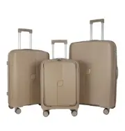 3Pcs Luggage Set ABS Trolley Spinner 20"/24"/28" Suitcase Hard Shell Beige Color