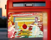The Queen Was In The Counting House - Original Collage Stamp Surrealism Art ACEO