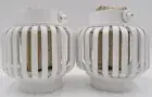 West Elm Bamboo Mini Summer Romance Outdoor Lantern 5" Diam White S/2 #9096