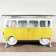 Home Bar Retro Camper Van Bar Counter – Yellow and White Vintage Style Table