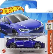 [Hot Wheels] Tesla Model S Plaid - Quarter Mile Heroes 5/5 - HRY91 - Short Card - Dark Blue - Mattel 2024-1:64