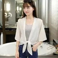 在飛比找蝦皮購物優惠-Sany lady Chiffon 透明雪紡開衫最新韓國潮流