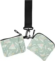[Amooorous] Green Bohemian Flowers Women's Coin Pouches Card Holder Large Capacity Change Purse Key Holder with Zipper Pocket for Lady 2 Packs, Green Bohemian flowers, 1 size, Casual